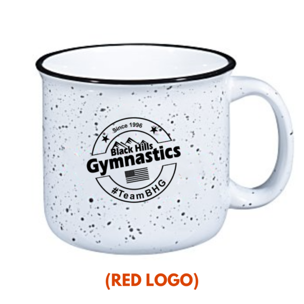 Speckled Ceramic Mug WHITE - RED LOGO